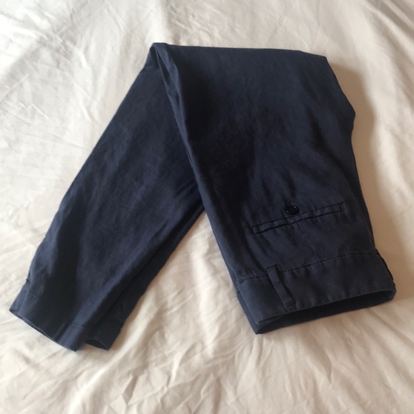 ANN TAYLOR Navy Linen Cropped Pants, SZ 0 - Picture 5 of 7